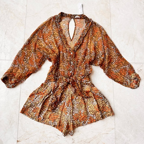 Poupette St Barth Silk Printed Short Romper Jumpsuit size XS - Picture 4 of 12